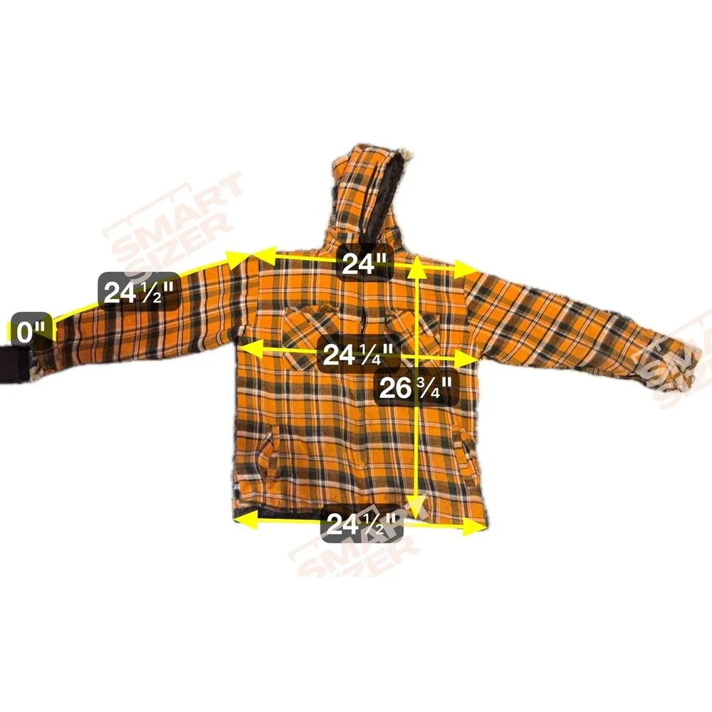 Hillbilly Flannel Co. Men NA Hooded Lined Orange Zip Up Jacket‎ Pocket Tee Shirt